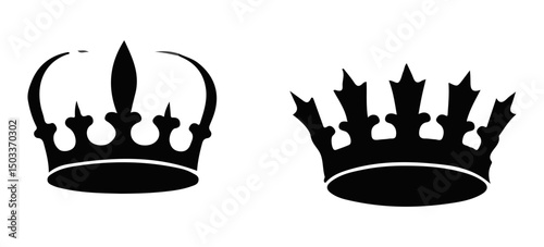 Set Hand drawn crown silhouette