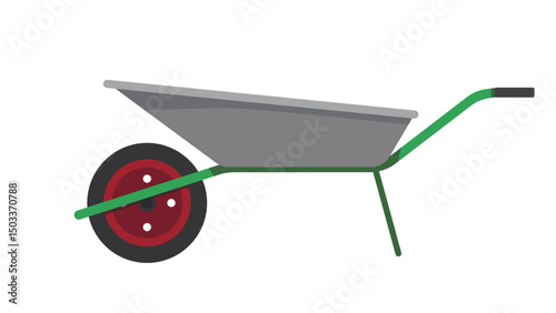 green wheelbarrow isolated on white background