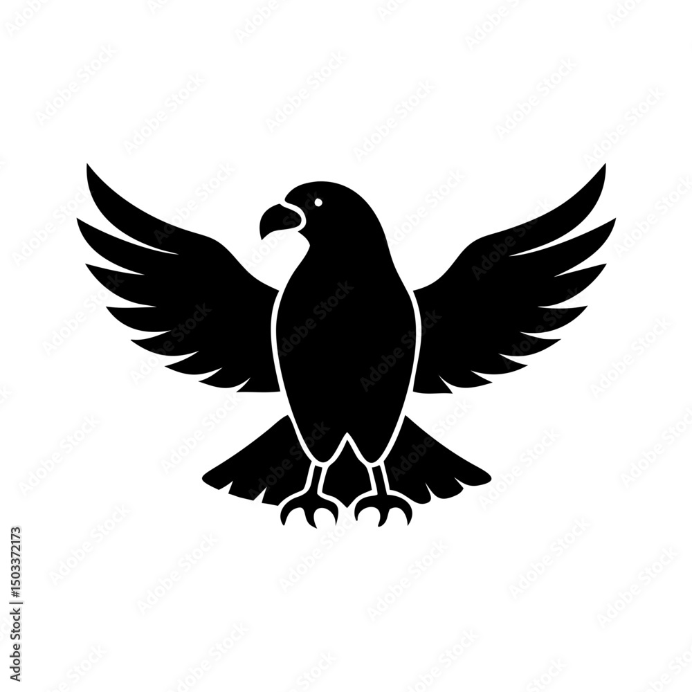 Obraz premium Eagle Silhouette with Spread Wings Isolated