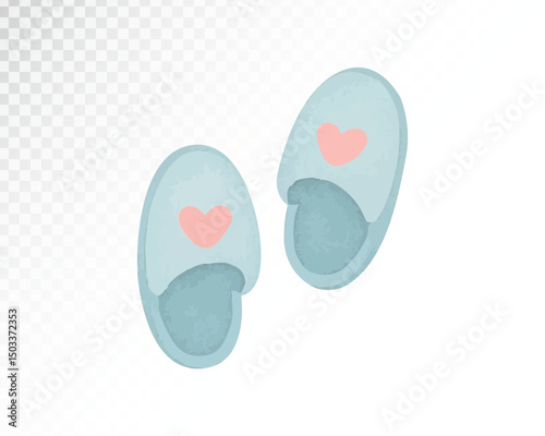 Watercolor Slippers for Cozy Sleepover Themes in Pastel Colors for Kids Decor and Nighttime Art