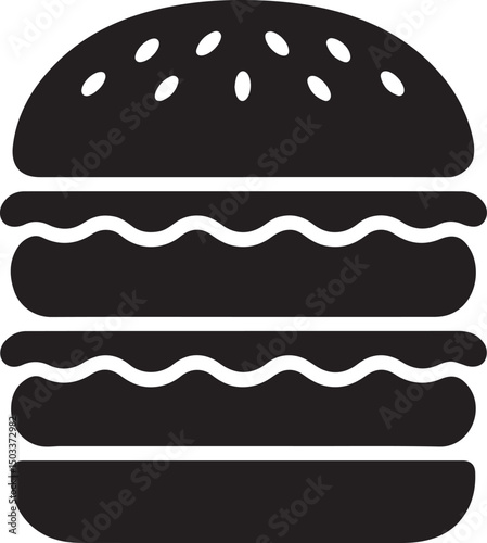 Silhouette vector of a double-stacked burger, perfect for fast food branding, restaurant menus, snack bars, and bold food design projects.