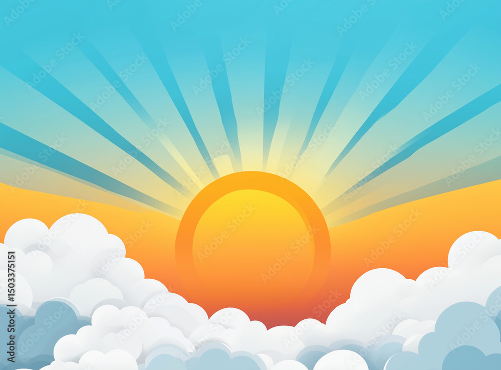 A bright red sun shines through the clouds, creating an white sky background, A bright red sun shines through the clouds, creating an white sky background,