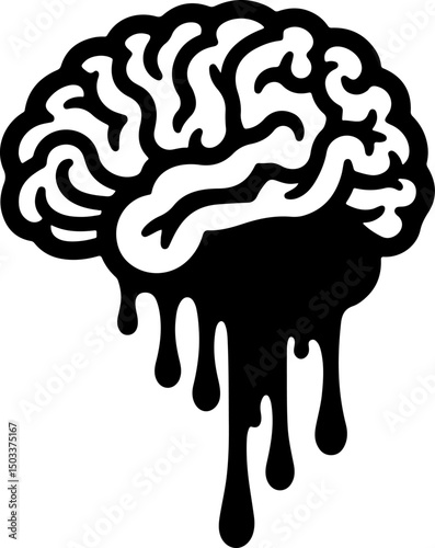 Dripping Brain Illustration vector  design