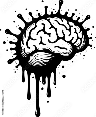 Dripping Brain Illustration vector  design