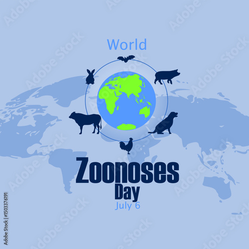 vector graphic of World Zoonoses Day, ideal for World Zoonoses Day celebration.