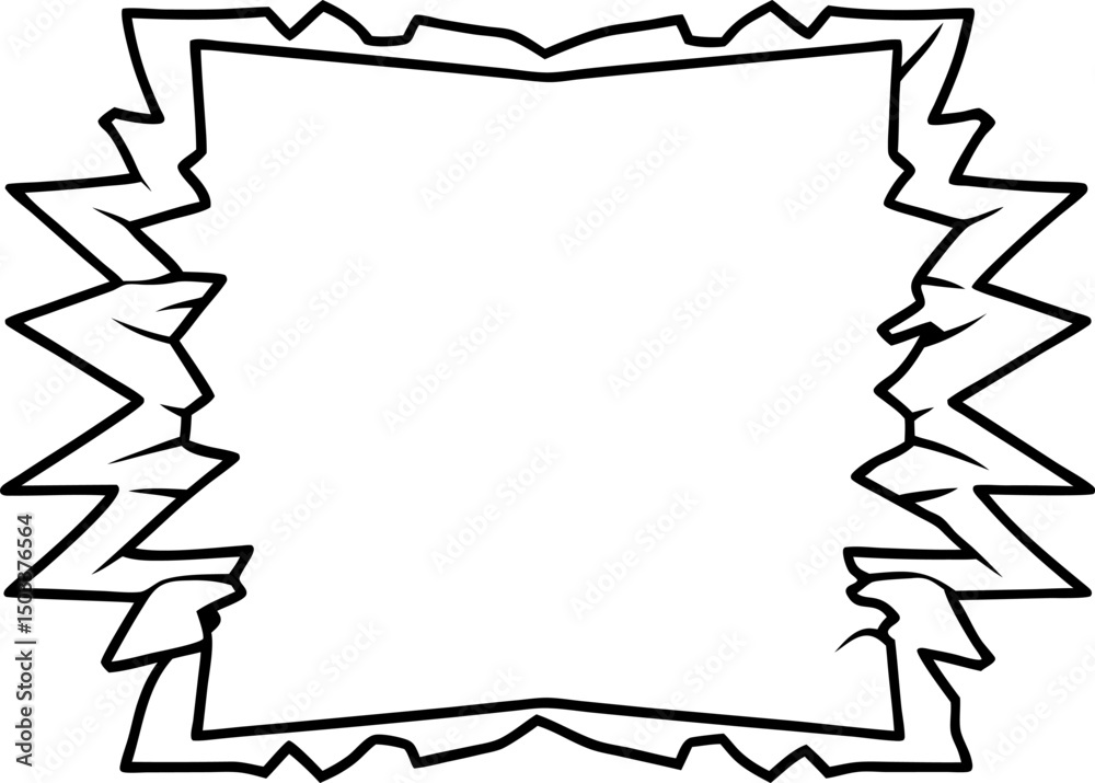 Obraz premium Abstract jagged border frame in black and white geometric, sharp edges design