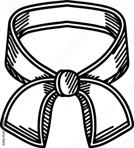 Illustration of a traditional japanese neckband accessory with intricate knot detail