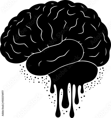 Dripping Brain Illustration vector  design 