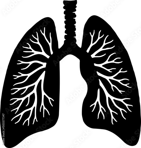 Human Lungs Silhouette vector