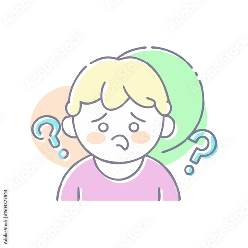 Icon of confused boy with a questioning expression