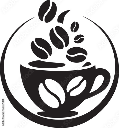 Coffee Cup with Flying Beans Icon

