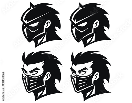 Hero Mask Silhouettes - Clean Vector Art