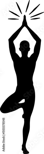 Meditating Figure with Lotus Flower Silhouette vector