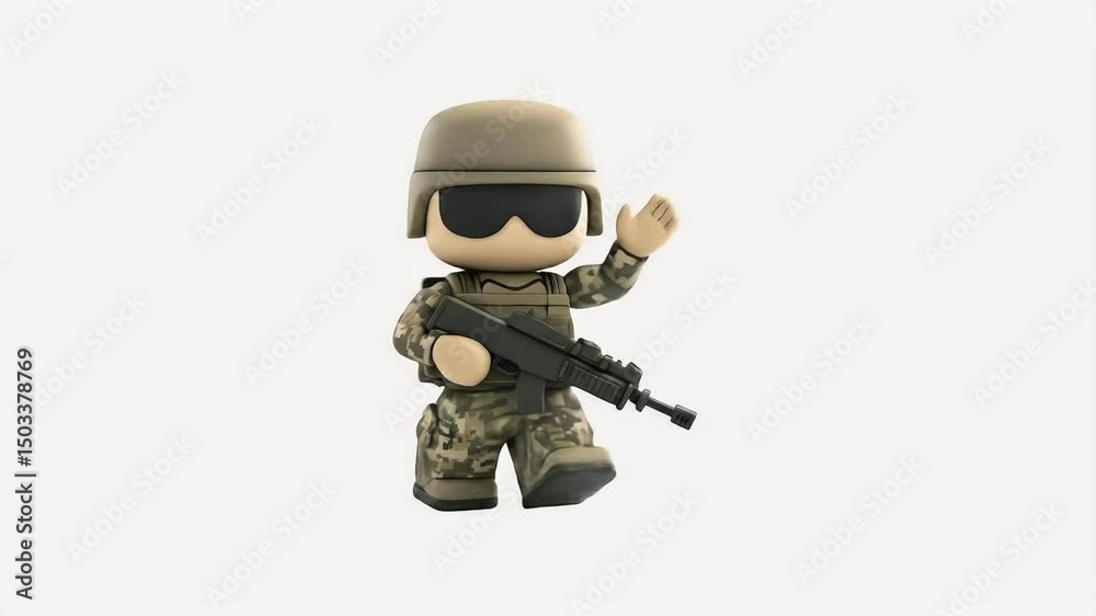 Cartoon soldier figure in camouflage uniform Cartoon soldier figure in camouflage uniform