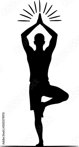 Meditating Figure with Lotus Flower Silhouette vector