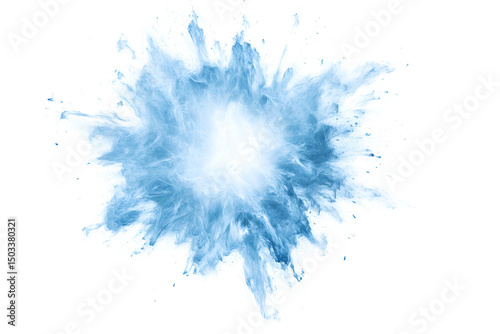 Abstract blue ink explosion on black background