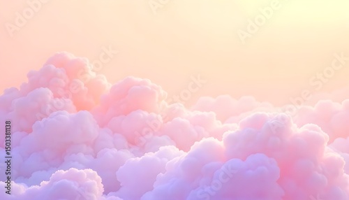 Pink fluffy clouds in a pastel sky