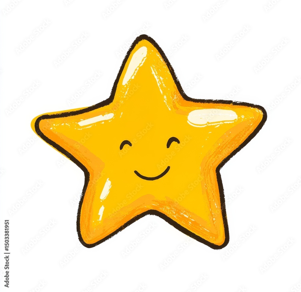 Happy Yellow Star, Isolated on White Background, Clipart, Illustration, Star, Emoji Happy Yellow Star, Isolated on White Background, Clipart, Illustration, Star, Emoji