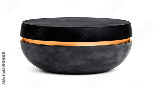 Black  Gold Round Wooden Box. photo