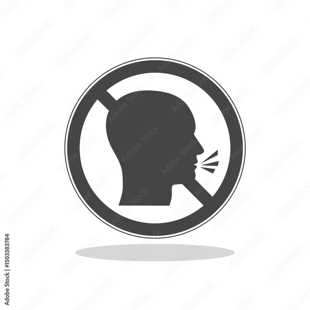 Stop talking sign icon with shadow Stop talking sign icon with shadow