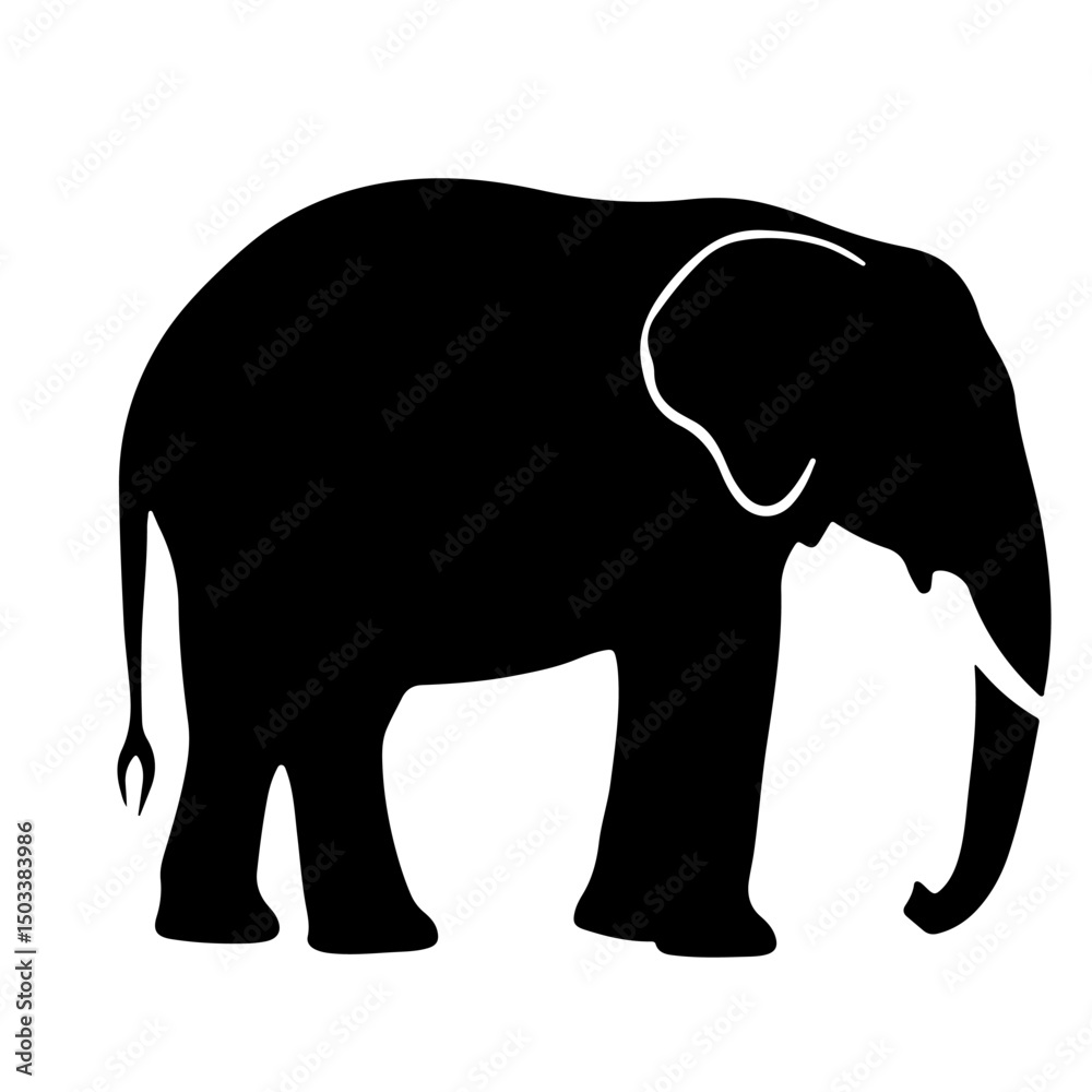 Fototapeta premium A simple silhouette of an elephant, standing in profile.