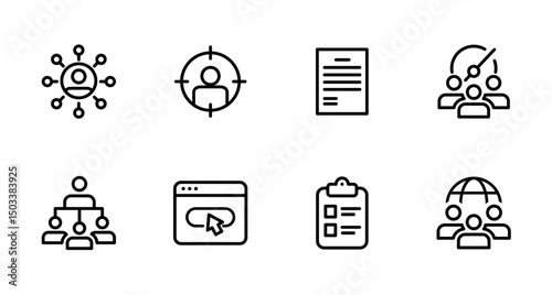Hiring Process Line Icons. Recruitment, Job Application, Interview, Candidate Selection Vector Set