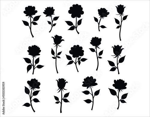 Black Rose Tattoo Pack – Vector Silhouette Art