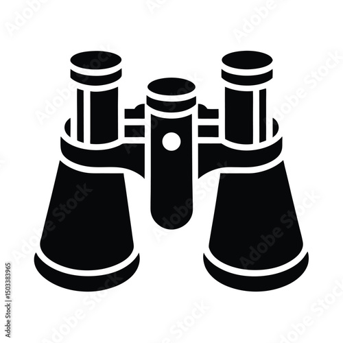 Black and white binoculars vector illustration icon representing observation and exploration concepts