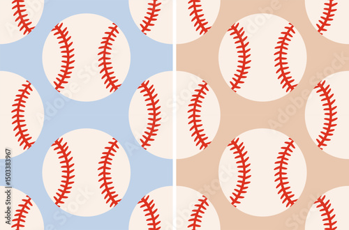 Vector seamless baseball pattern in retro style. Vector set of seamless patterns for baseball lover.
