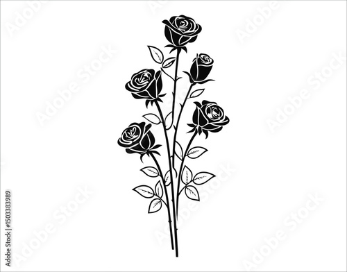 Black Rose Vector Graphics – Floral Silhouettes Collection