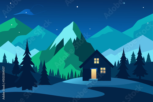 winter landscape with house