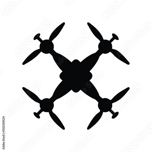 Silhouette black drone aerial photography symbol for technology and modern unmanned aircraft
