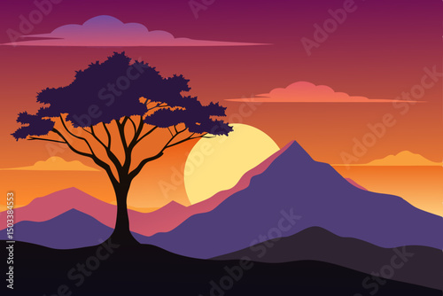 sunset in mountains