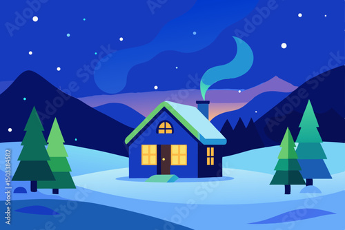 winter landscape with house