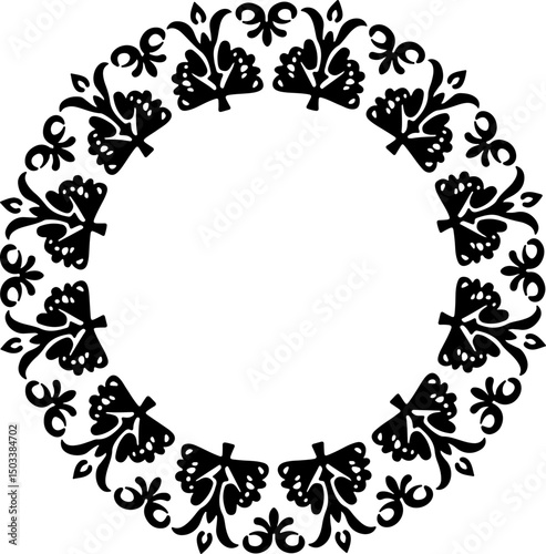  Floral Wreath Silhouette vector