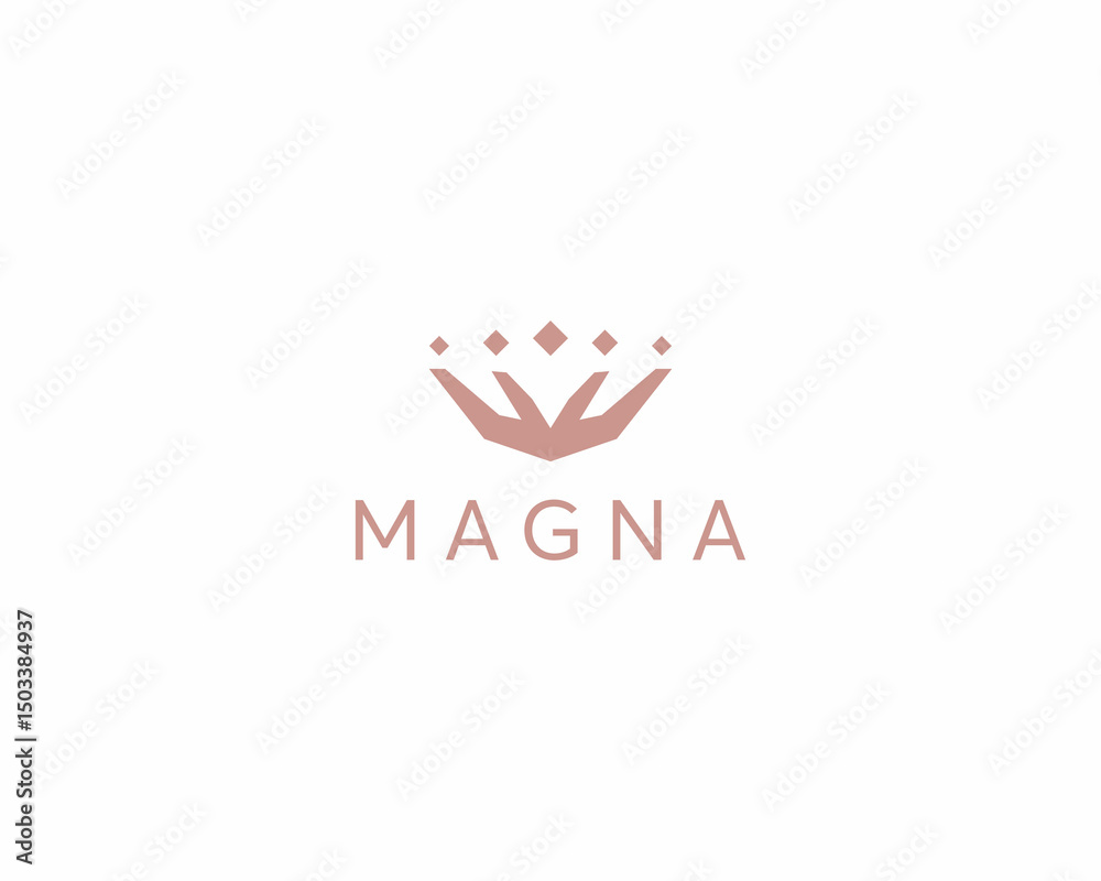 Fototapeta premium Abstract flower logo. Hands in the form of a crown icon. Power luxury sign. Beauty salon massage emblem. illustration.