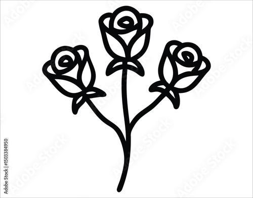 Detailed Rose Silhouettes – Vector Black Flowers