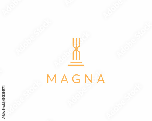 Abstract building logo. Creative skyscraper residence architecture concept. Premium line house real estate construction sign.  illustration.