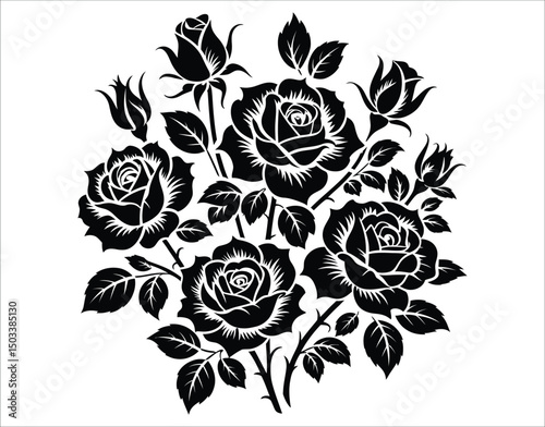Floral Silhouette Pack – Bold Black Roses