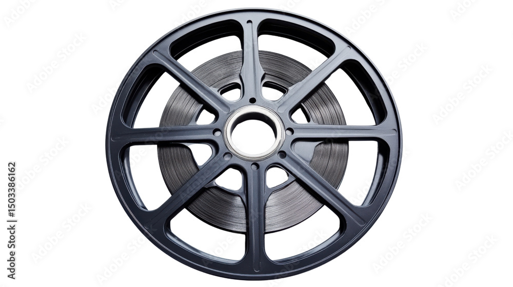 Obraz premium Film Reel with Transparent Background Representing Cinema History and Nostalgia