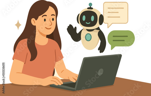 AI technology set. Characters using artificial intelligence generative tools for business tasks, content creations, marketing, automations. Vector illustration