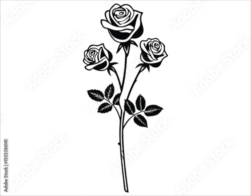 Vector Black Rose Flowers – Tattoo Style Floral Silhouettes