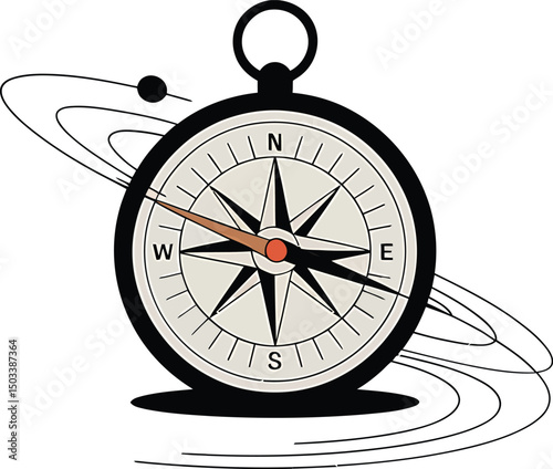 Detailed illustration of a classic compass showing direction and exploration concept