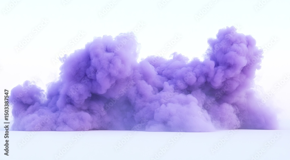 Fototapeta premium Purple smoke cloud bursts on white