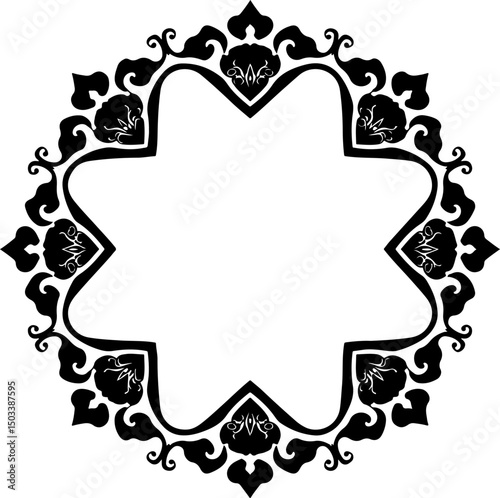  Floral Wreath Silhouette vector