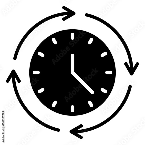 Round The Clock Glyph Icon