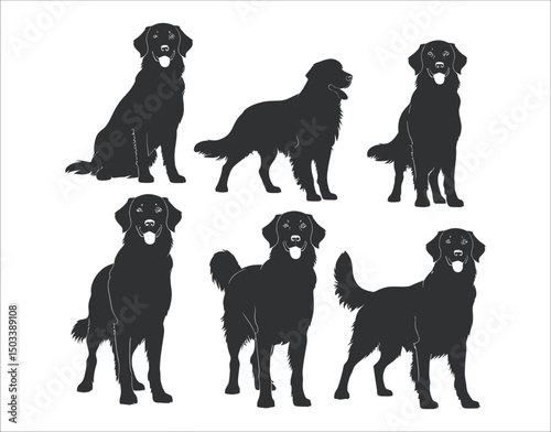 Golden Retriever Shadow Vector Art Pack
