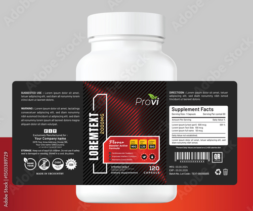 Modern premium label design is perfect for power gym fitness energy supplements and food packaging.