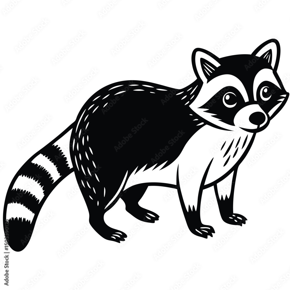 Obraz premium raccoon vector illustration white background