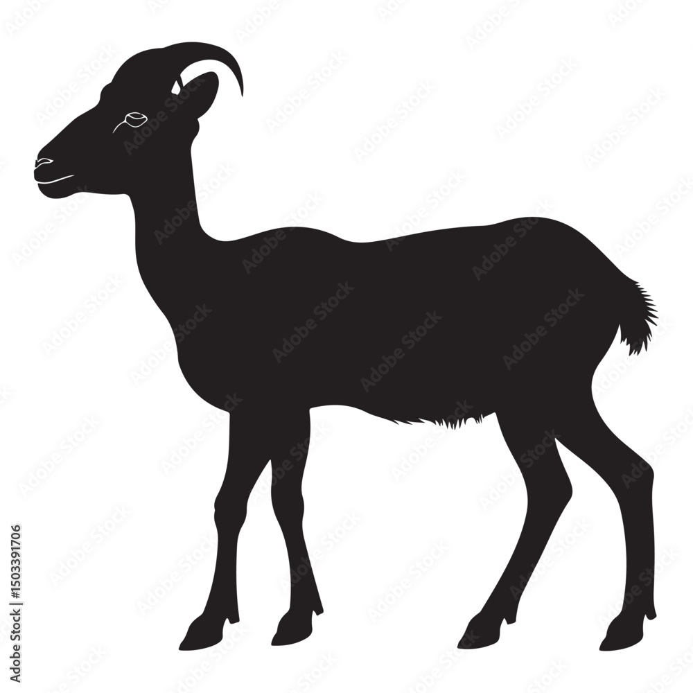 Obraz premium Bighorn sheep silhouette vector, Majestic ram silhouette